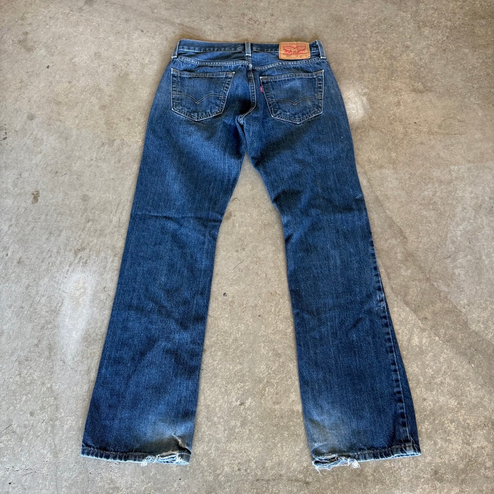 Levi's 527 Slim Bootcut Jeans Mens 30x32 Blue Denim Medium Wash Distressed